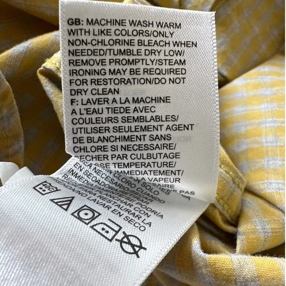 The North Face A3G4C Button Up Shirt XL Yellow Gray Check Cotton Short Sleeve XL